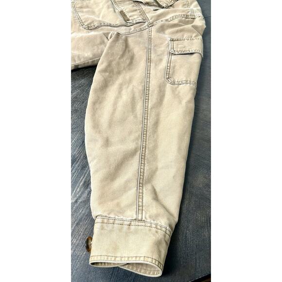 Vtg Cabelas Jacket Beige Field Chore Coat Sherpa Fleece Lined Canvas XL Tall - Picture 9 of 16